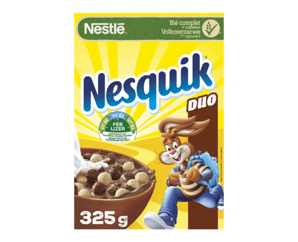 NESQUIK Duo ontbijtgranen chocoladesmaak & witte Chocolade Hopr online supermarkt