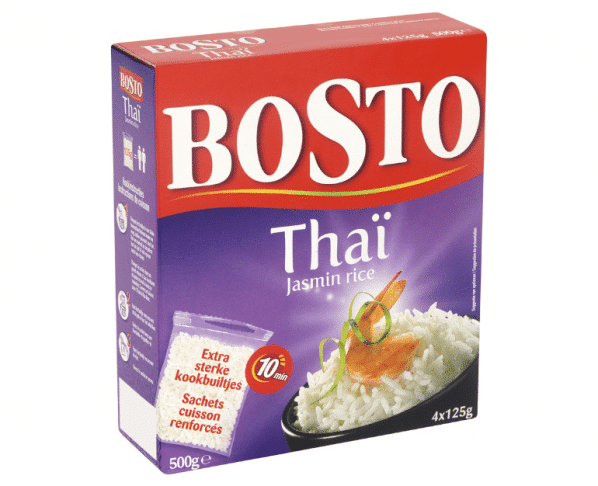 Bosto Thai Jasmin rijst kookbuiltjes 4x125g Hopr online supermarkt