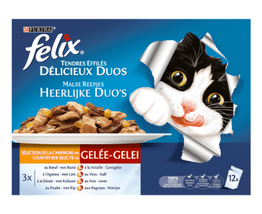 Felix Kat Duos met vlees in gelei 12x100g Hopr online supermarkt