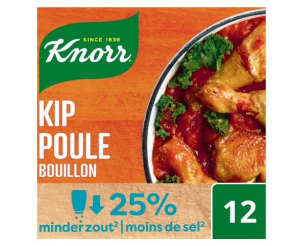 Knorr Bouillon met laag zoutgehalte Kip 108g Hopr online supermarkt