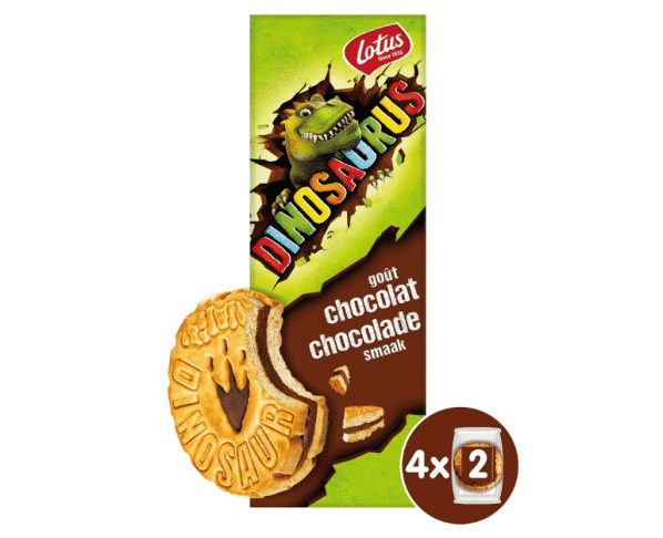 Lotus Dinosaurus gevuld met chocolade 4x2stuks Hopr online supermarkt