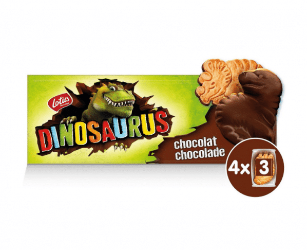 Lotus Dinosaurus met chocolade 4x3stuks Hopr online supermarkt