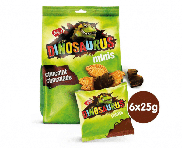 Lotus Dinosaurus minis met chocolade 6x25g Hopr online supermarkt