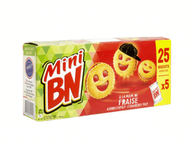 Mini BN aardbeiensmaak 5x5stuks Hopr online supermarkt