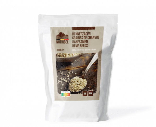 Nutridia Hennepzaad gepeld bio & raw 200g Hopr online supermarkt