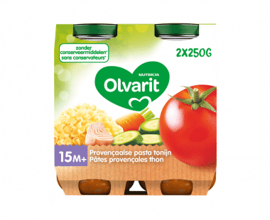 Olvarit maaltijdpotje baby 15M Provencaalse Pasta Tomaat Tonijn 2x250g Hopr online supermarkt