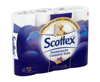 Scottex kussenzacht toilet WC papier 12 luxe rollen Hopr online supermarkt