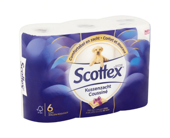 Scottex kussenzacht toilet WC papier 6 luxe rollen Hopr online supermarkt